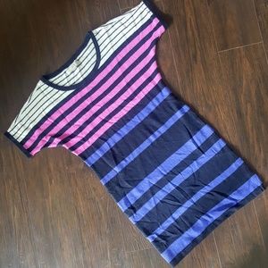 LOFT Color Block Striped Wool Sweater Dress Sz Sm